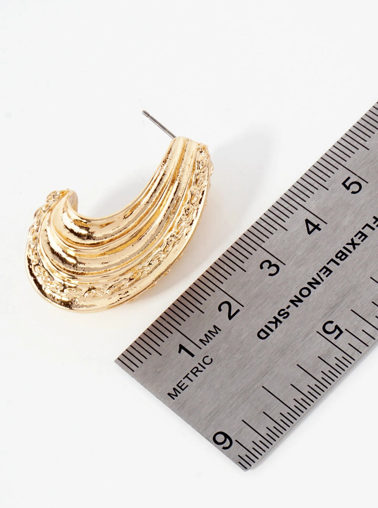 Textured Metal 35mm Teardrop-Shaped Chunky Hoop Earrings With-Titanium-Post