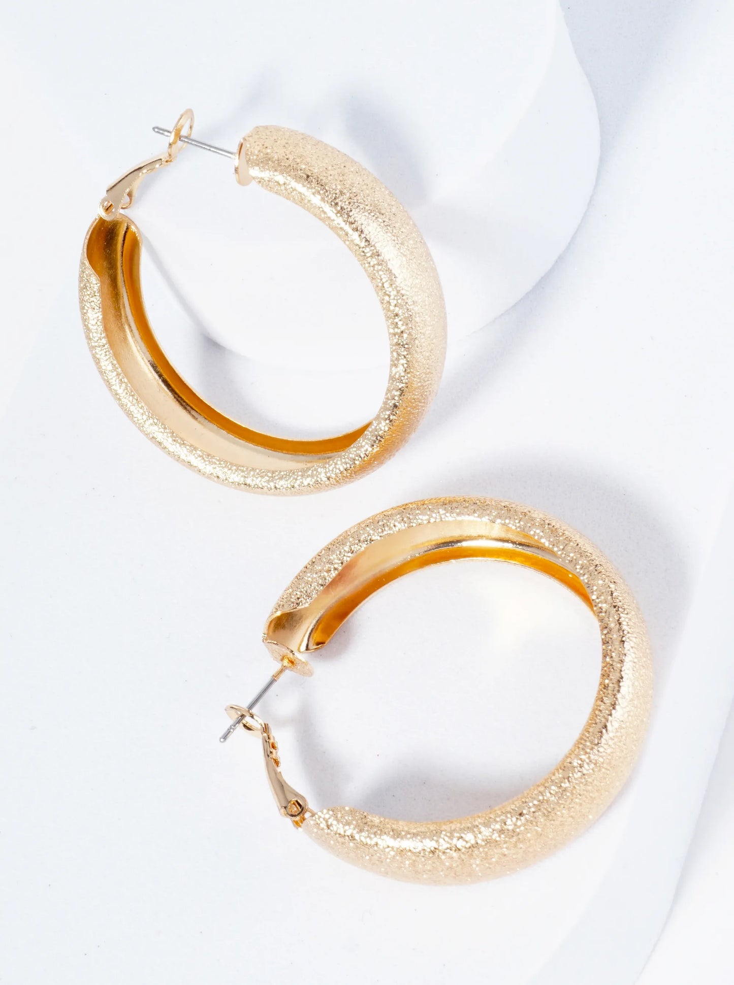 Textured Metal 40mm Chunky Hoop Earrings