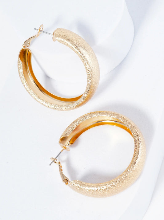 Textured Metal 40mm Chunky Hoop Earrings