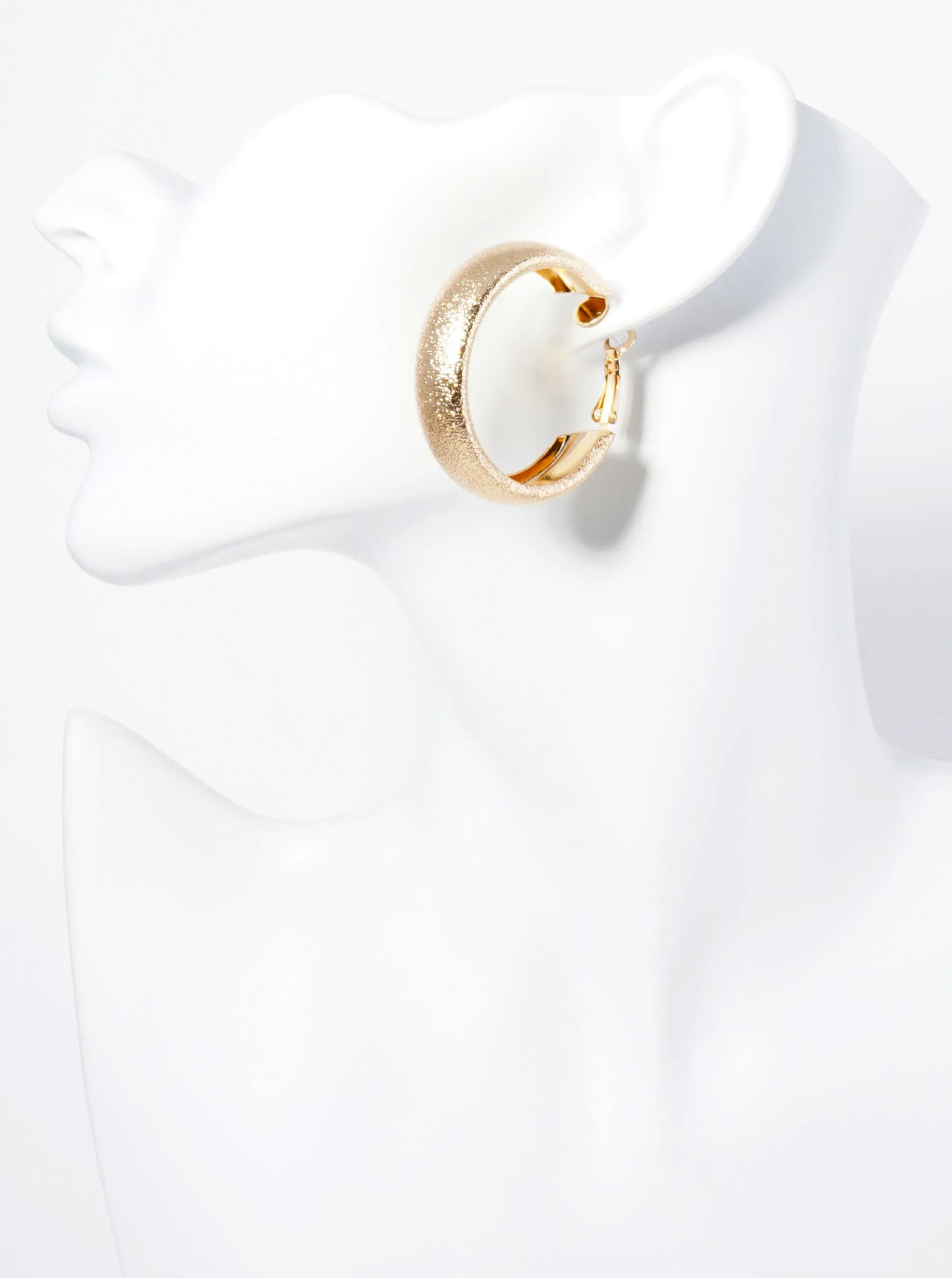 Textured Metal 40mm Chunky Hoop Earrings