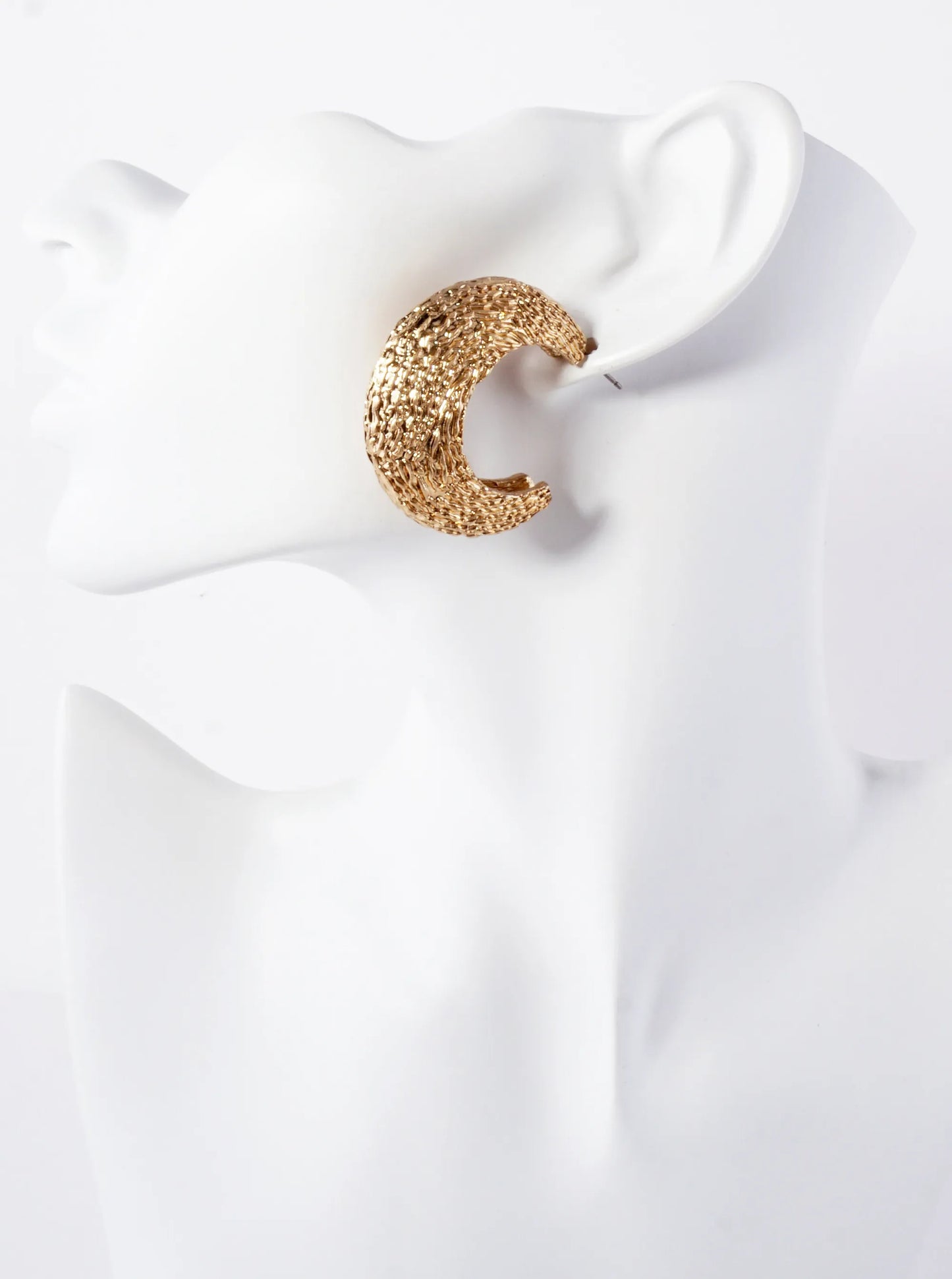 Textured Metal 40mm Chunky Hoop Earrings With-Titanium-Post