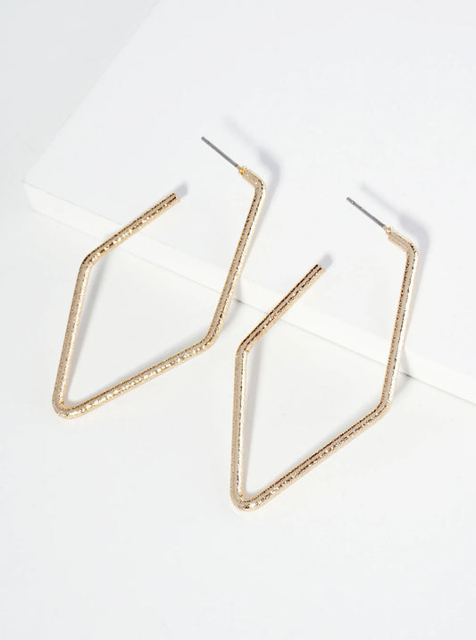 Textured Metal 55mm Rhombus Hoop Earrings