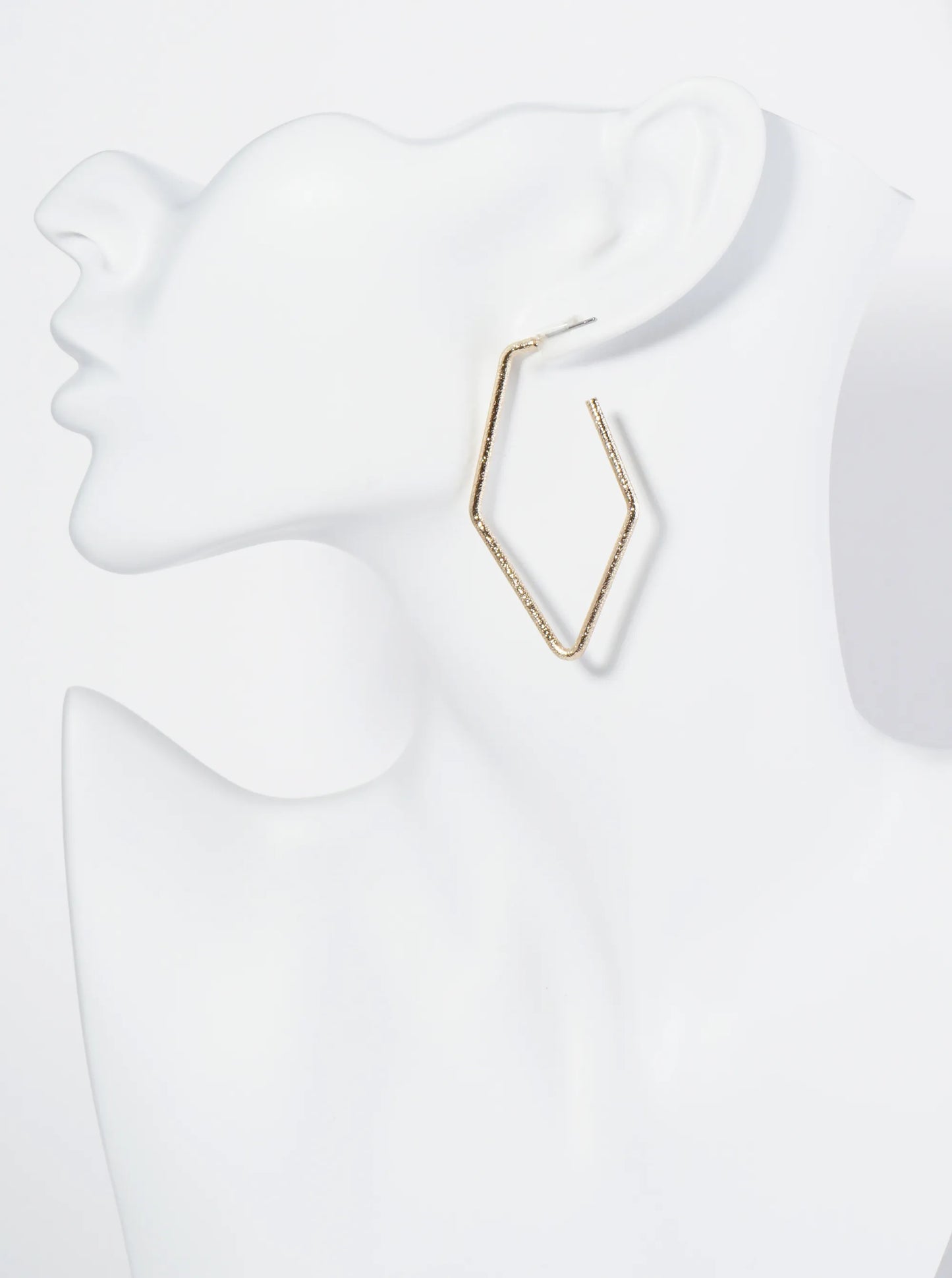 Textured Metal 55mm Rhombus Hoop Earrings