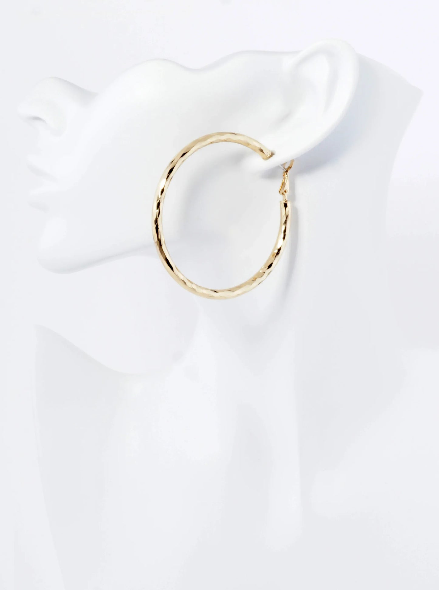 Textured Metal 60mm Large Hollow Hoop Earrings