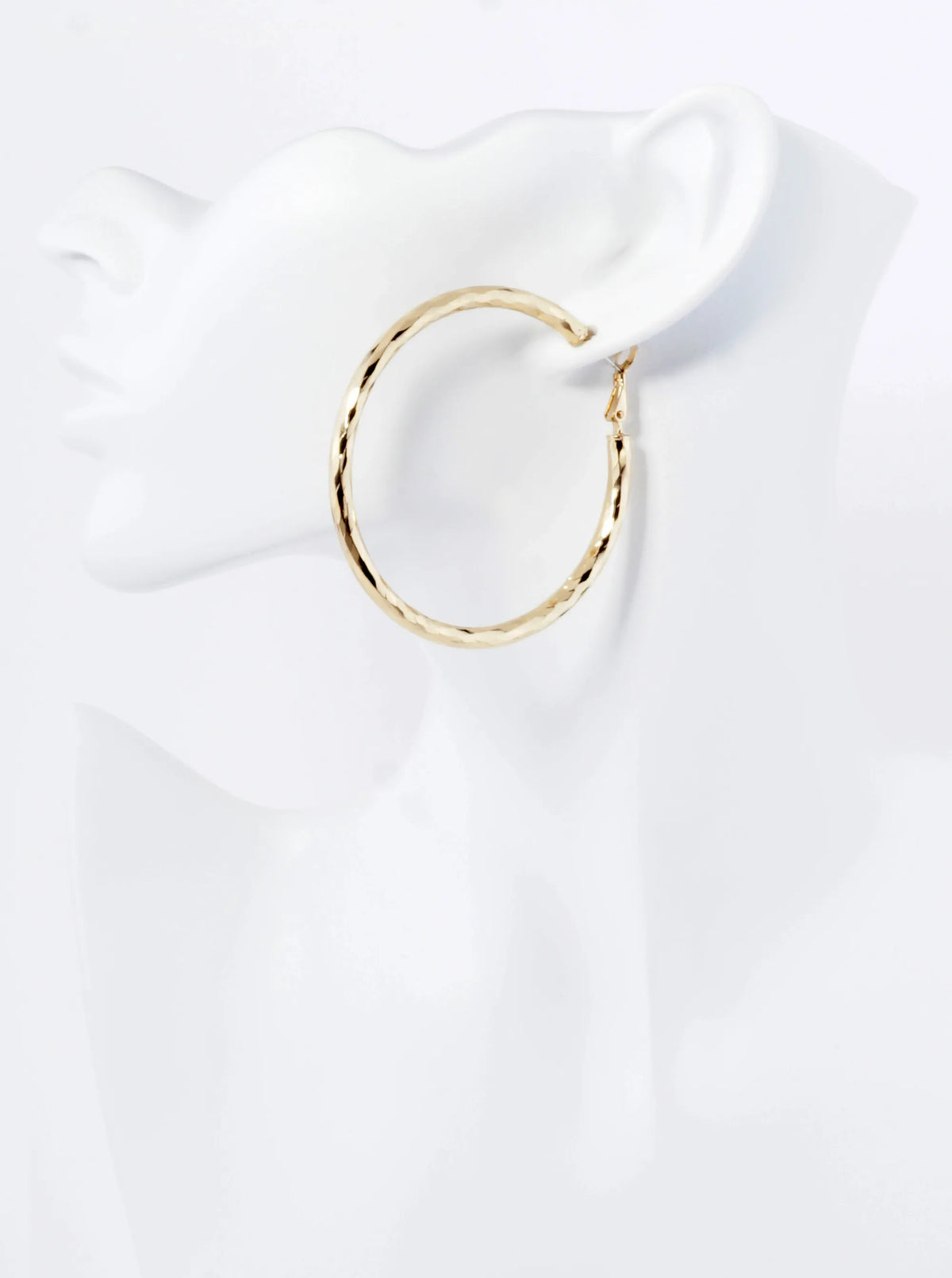 Textured Metal 60mm Large Hollow Hoop Earrings