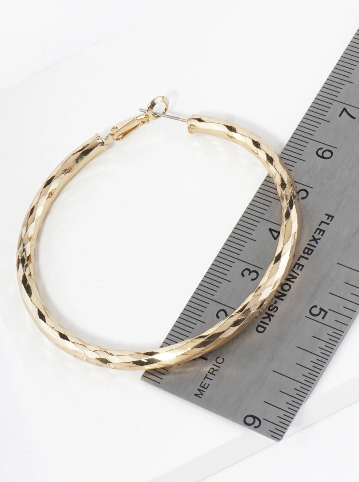Textured Metal 60mm Large Hollow Hoop Earrings