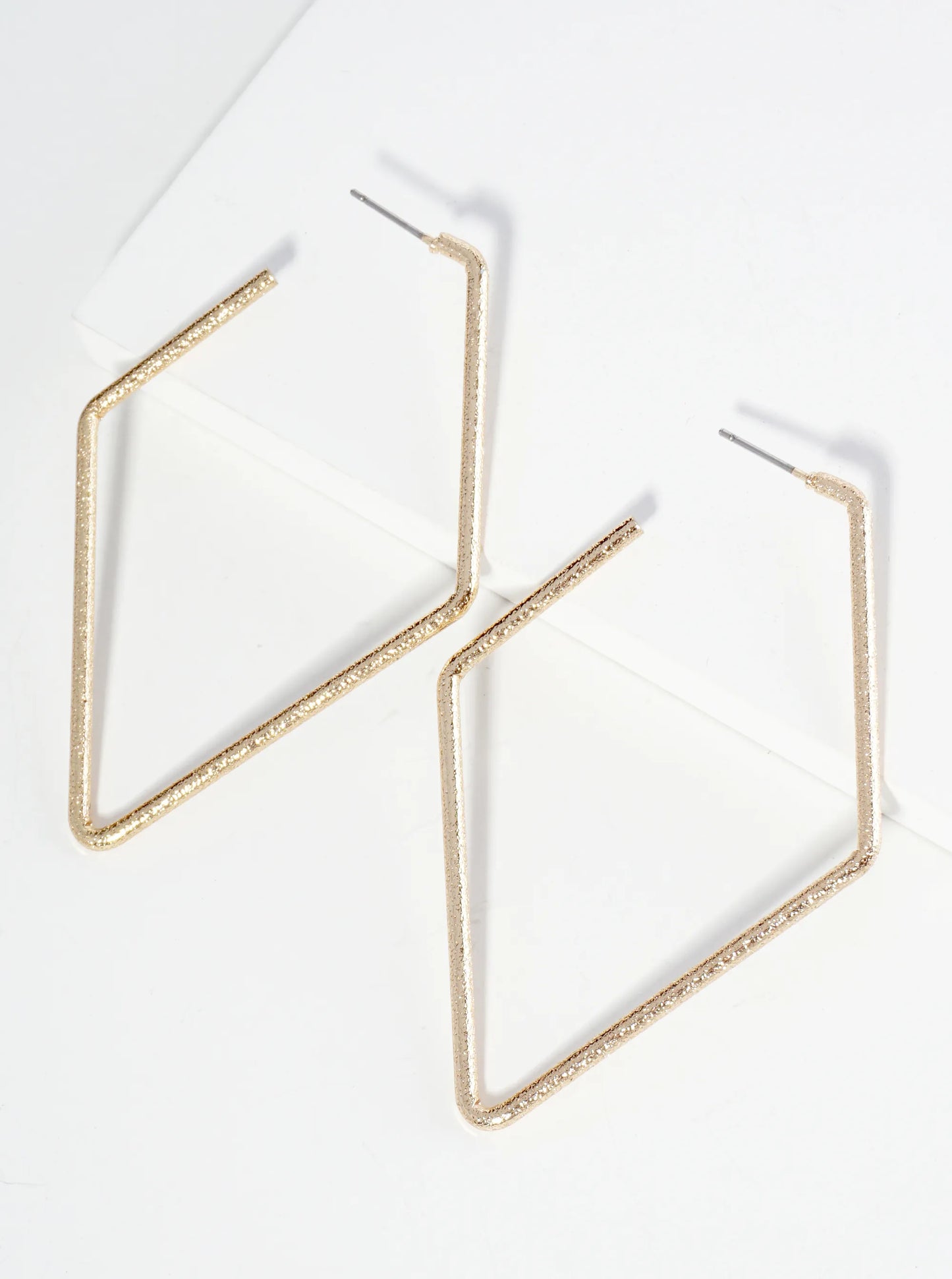 Textured Metal 65mm Rhombus Hoop Earrings