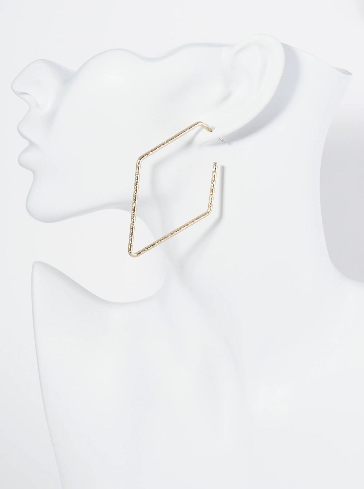 Textured Metal 65mm Rhombus Hoop Earrings
