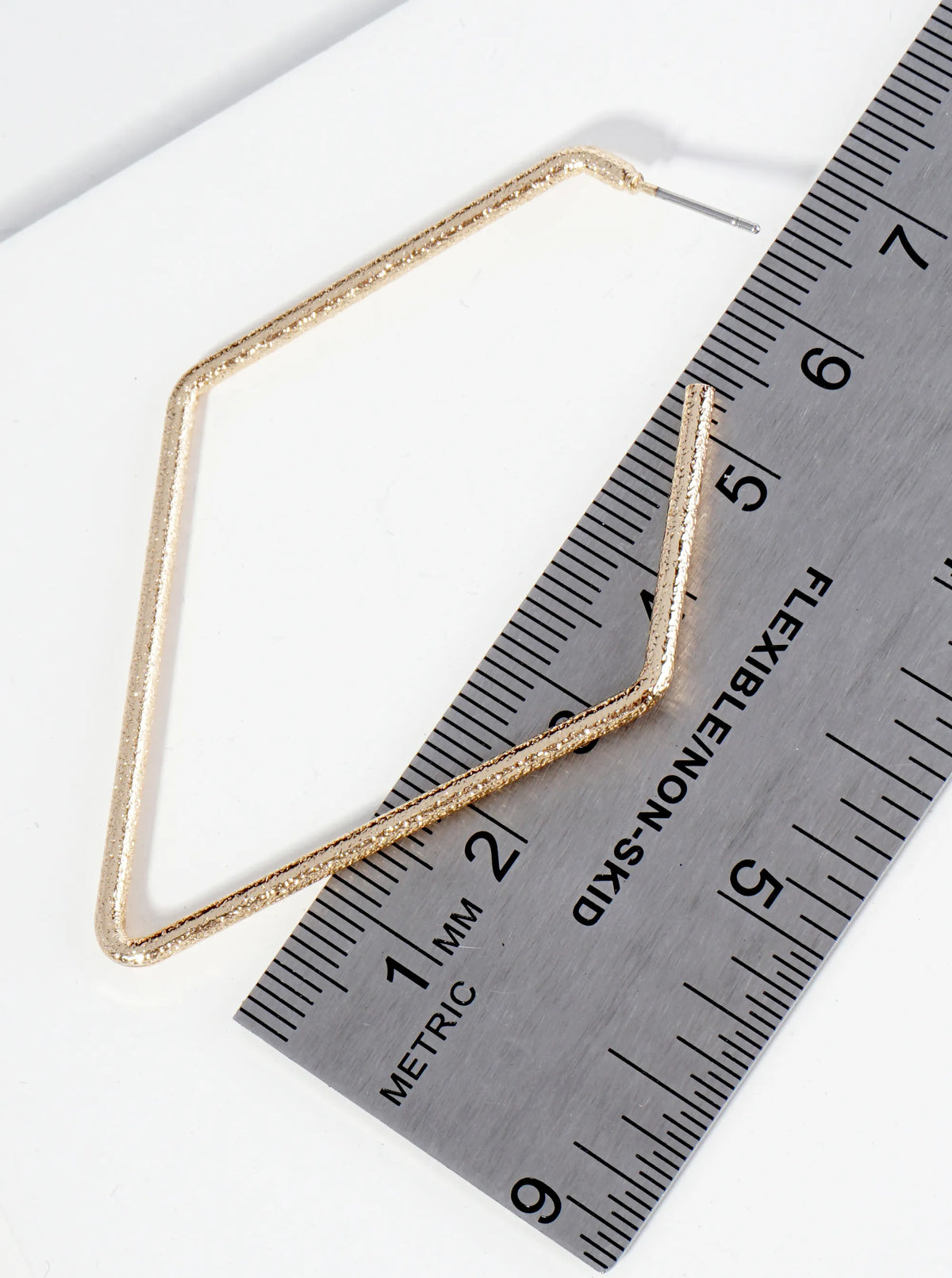 Textured Metal 65mm Rhombus Hoop Earrings