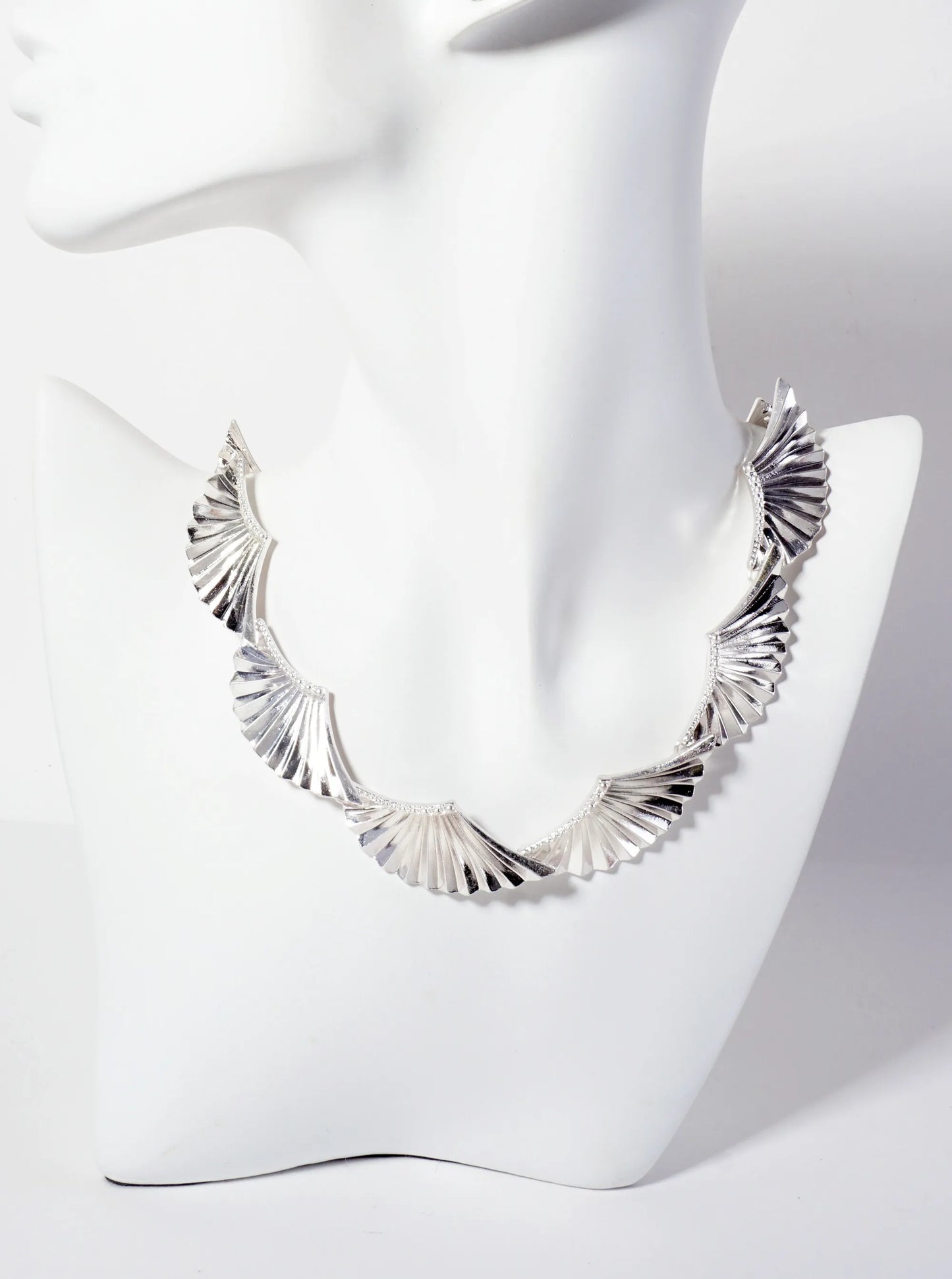 Textured Metal Angels Wings 17-inch Statement Necklace With Toggle-Closure