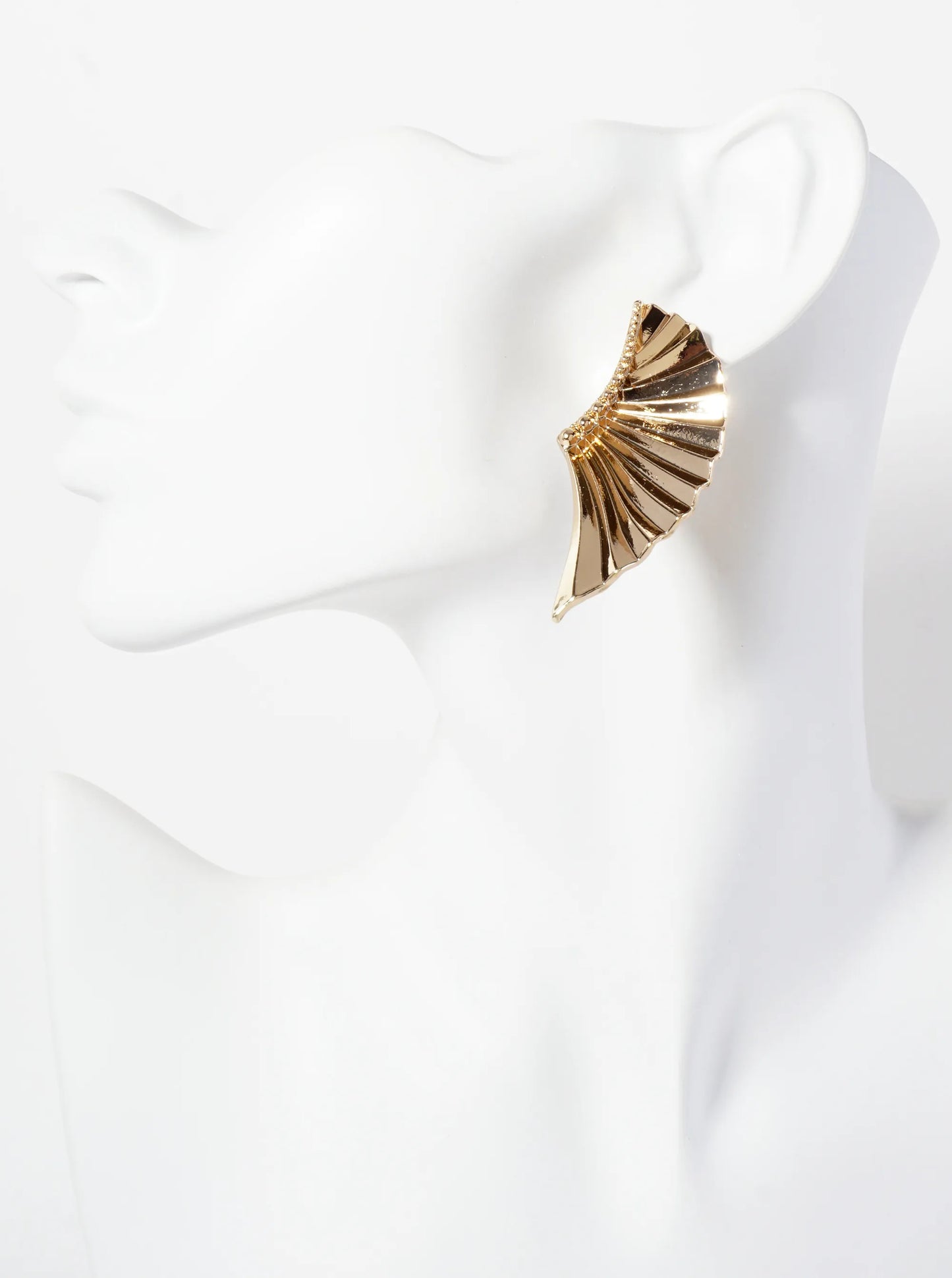 Textured Metal Angels Wings Statement Earrings With-Titanium-Post