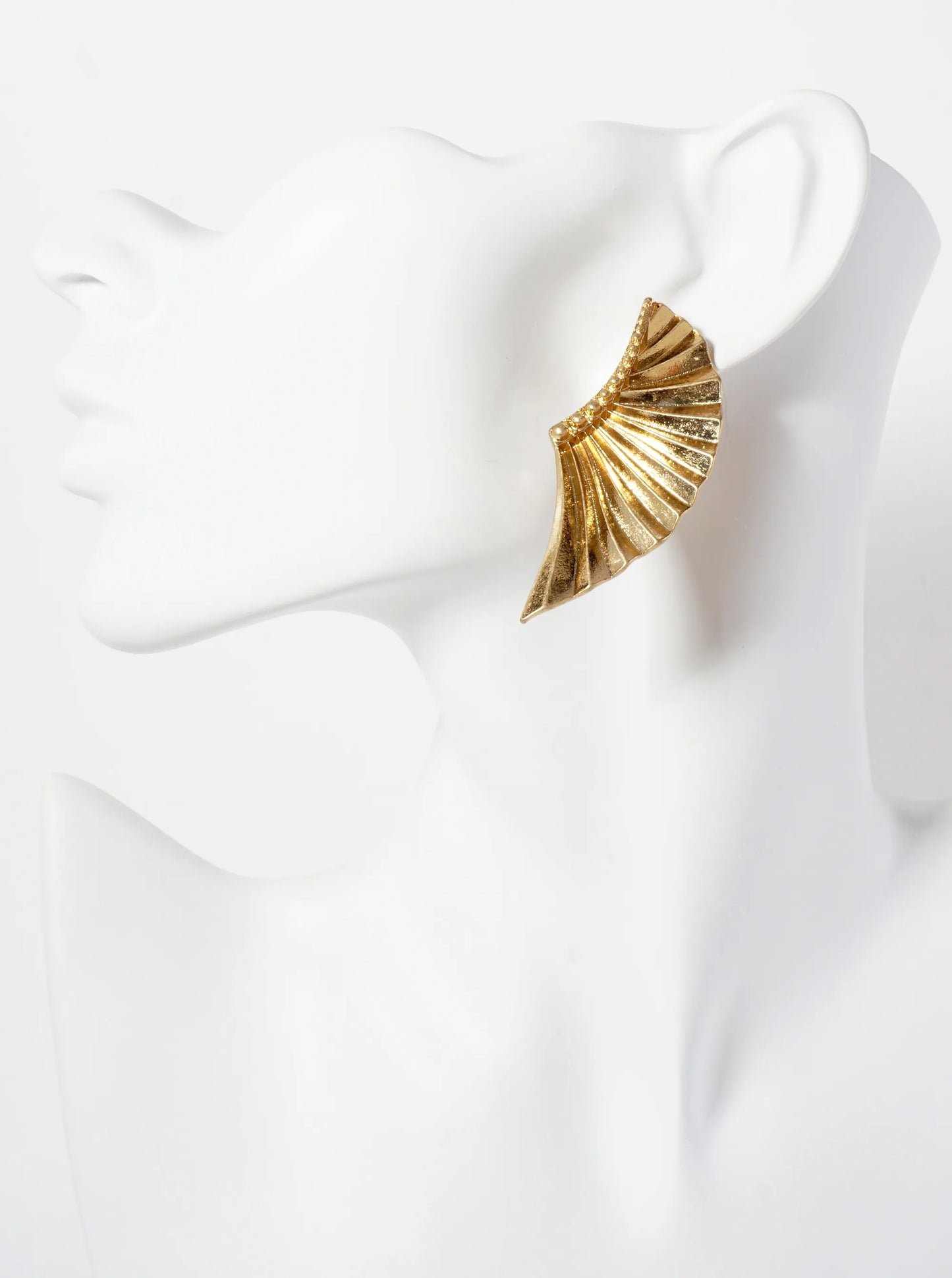 Textured Metal Angels Wings Statement Earrings With-Titanium-Post