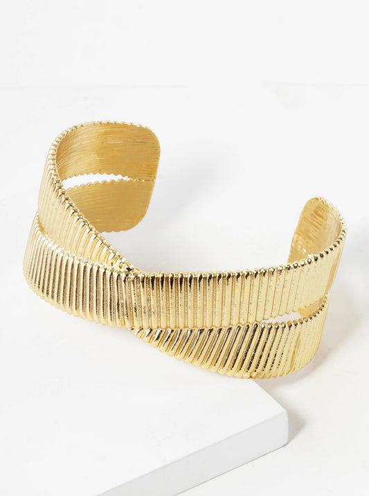 Textured Metal Cross Cuff Bracelet