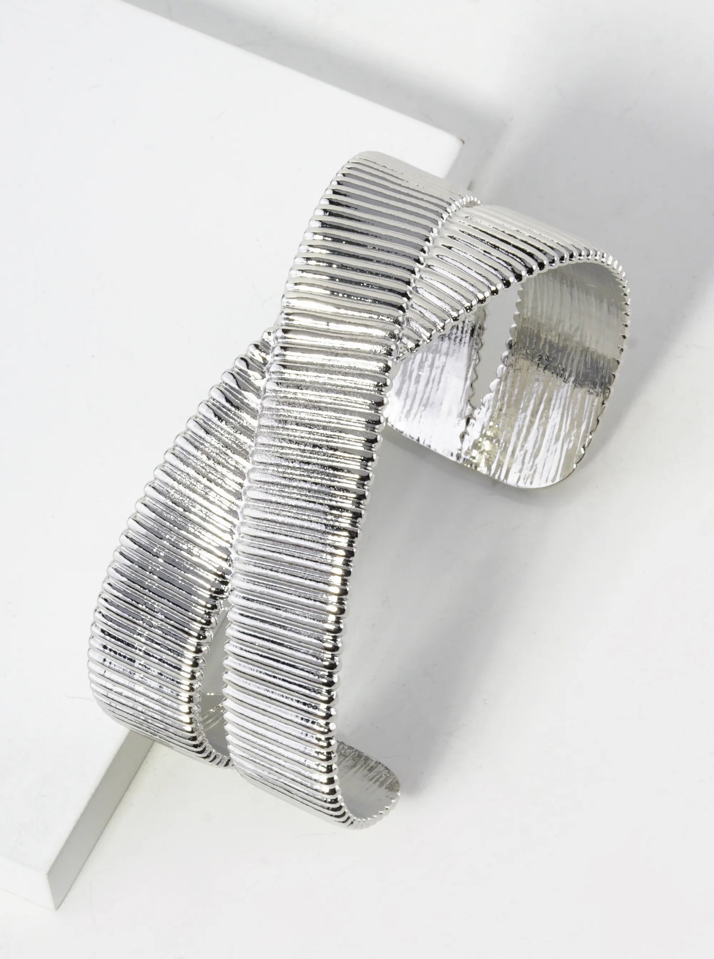 Textured Metal Cross Cuff Bracelet