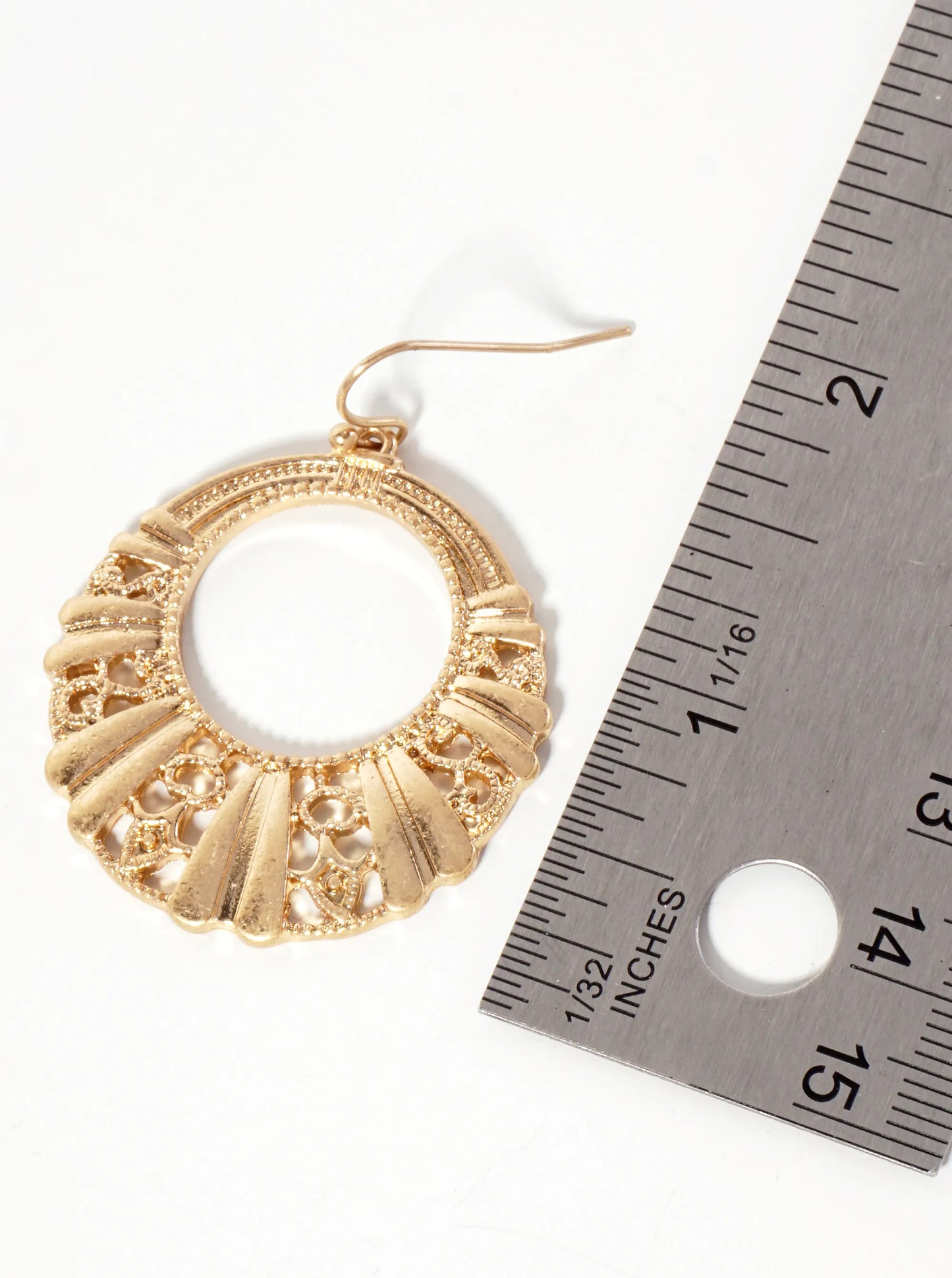 Textured Metal Cutout Circle Dangle Drop Earrings
