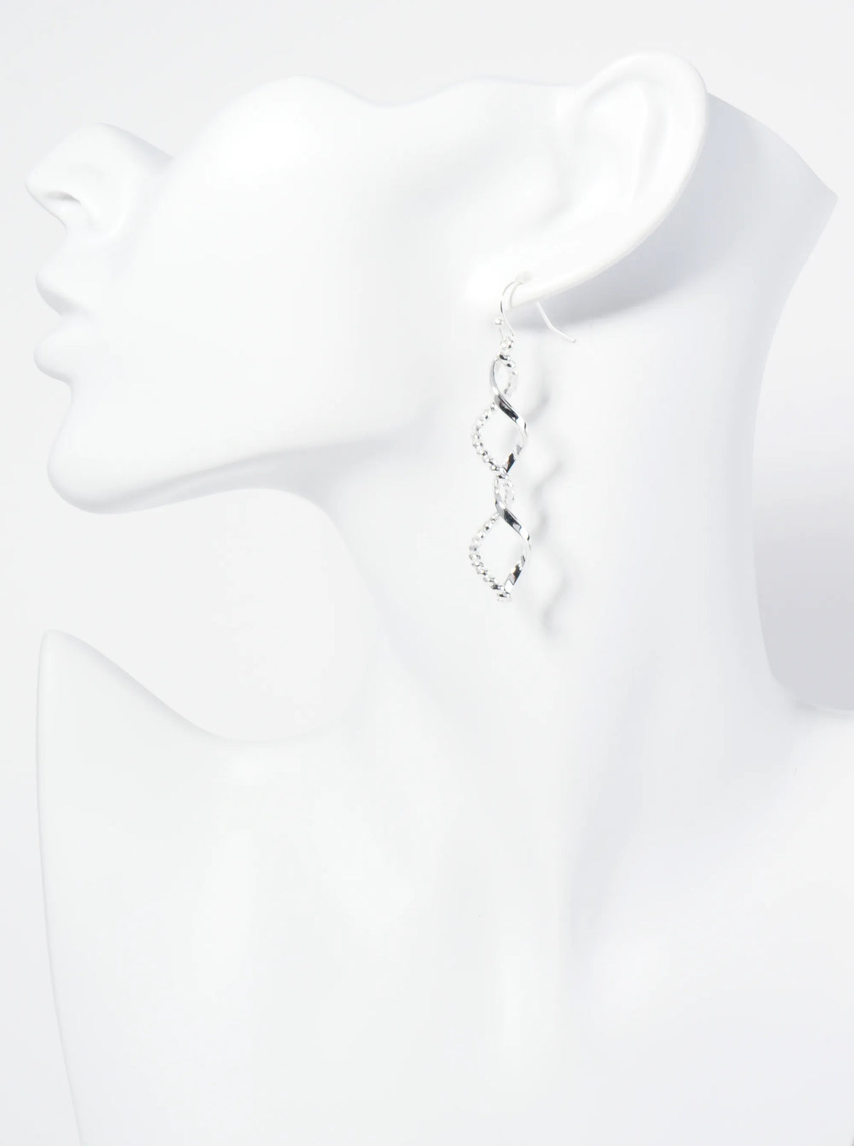 Textured Metal Double Spiral Dangle Earrings