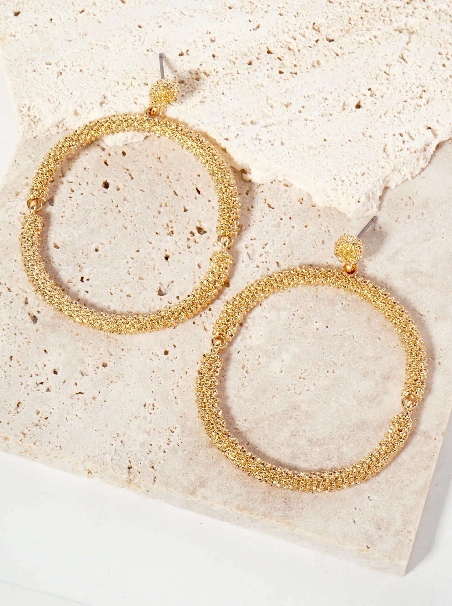 Textured Metal Earrings With Oval-Link Design