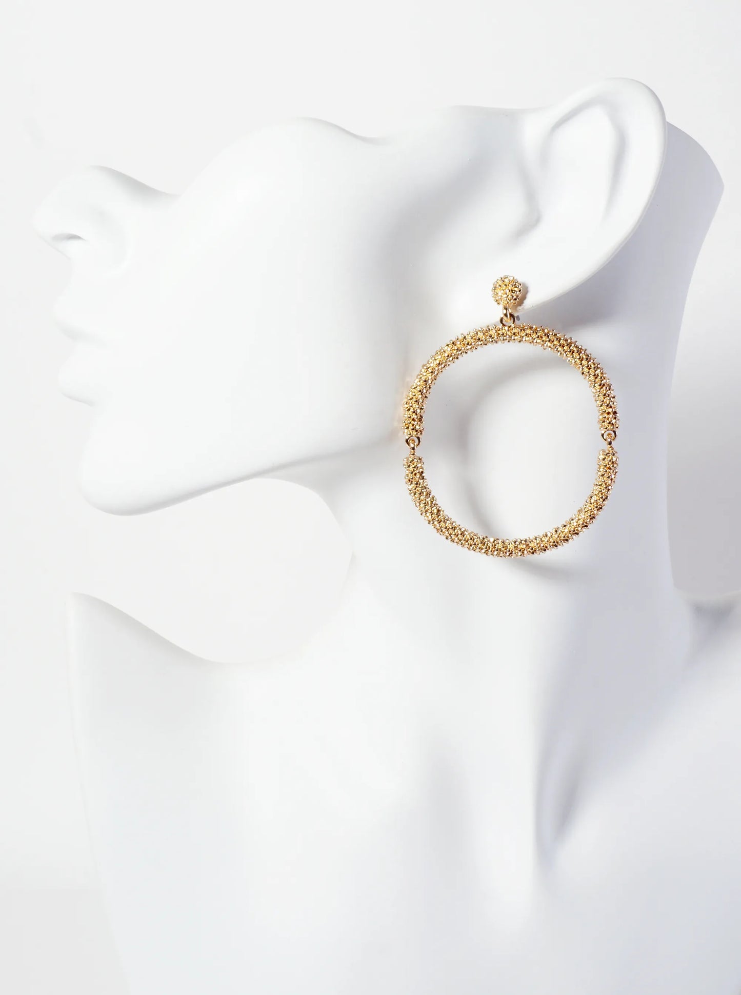 Textured Metal Earrings With Oval-Link Design