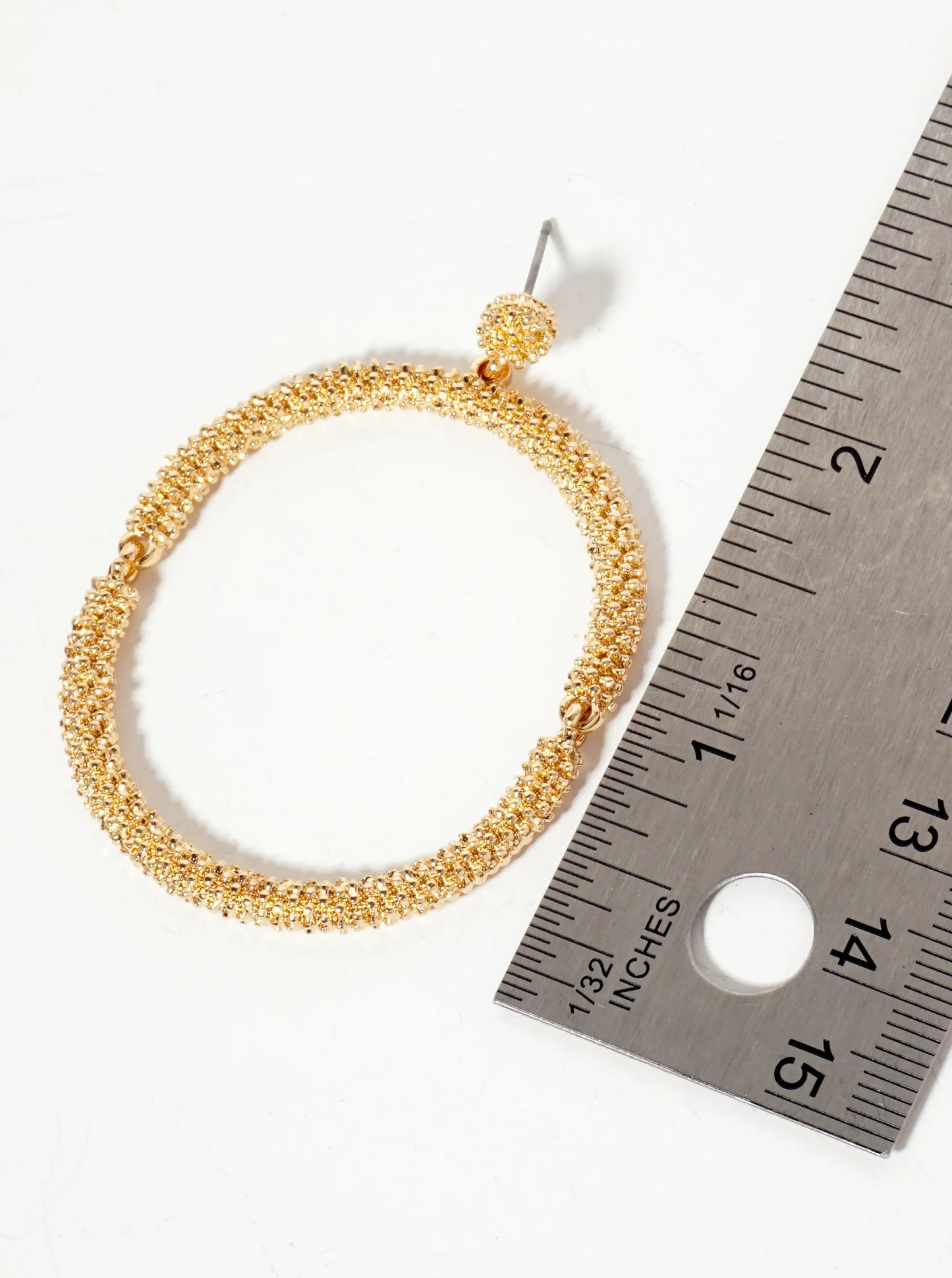 Textured Metal Earrings With Oval-Link Design