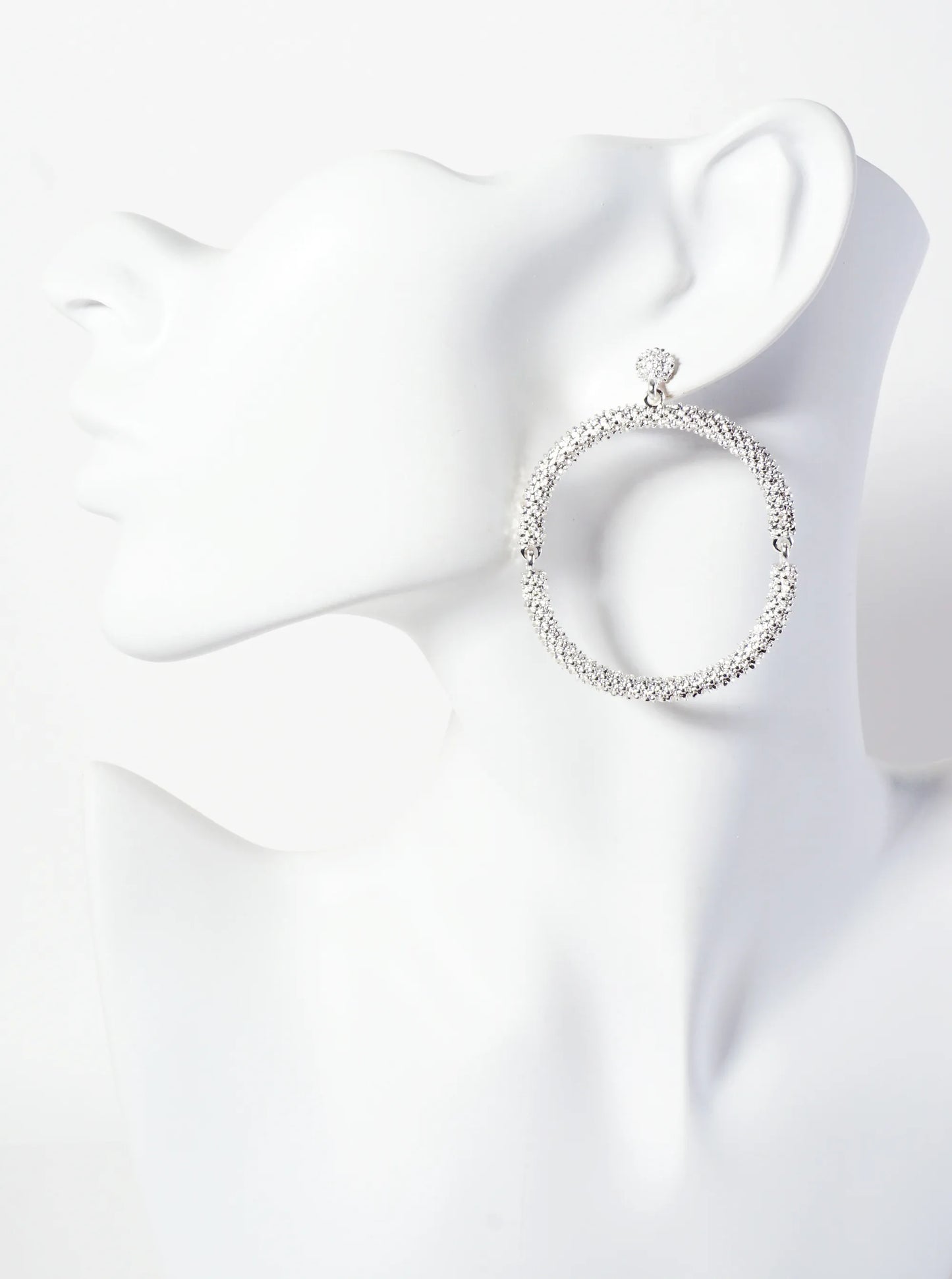 Textured Metal Earrings With Oval-Link Design
