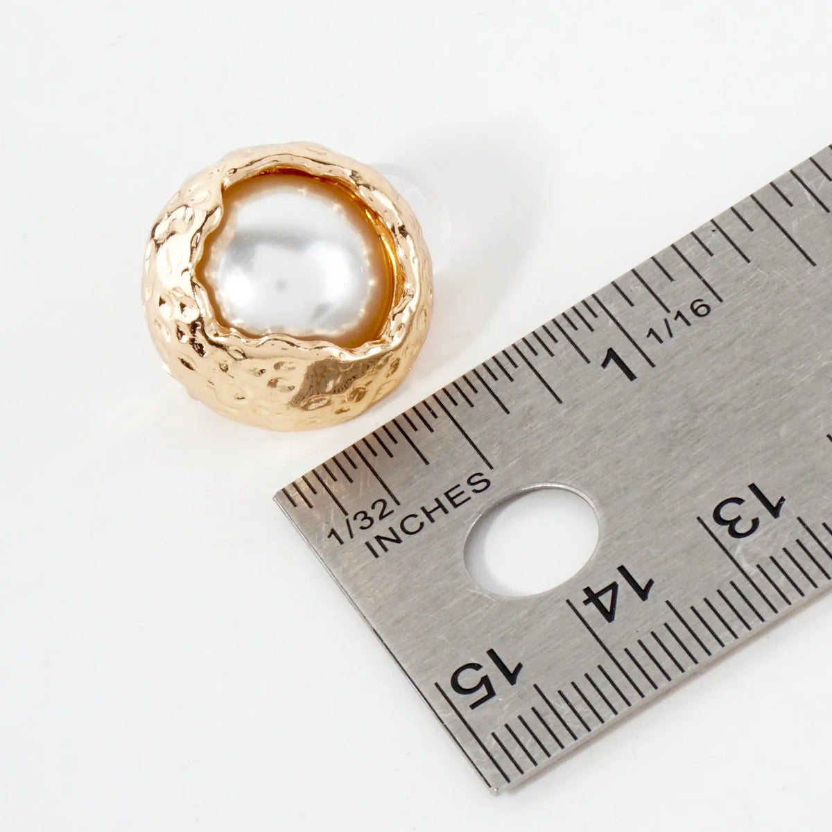 Textured Metal Framed Pearl Clip-On Earrings