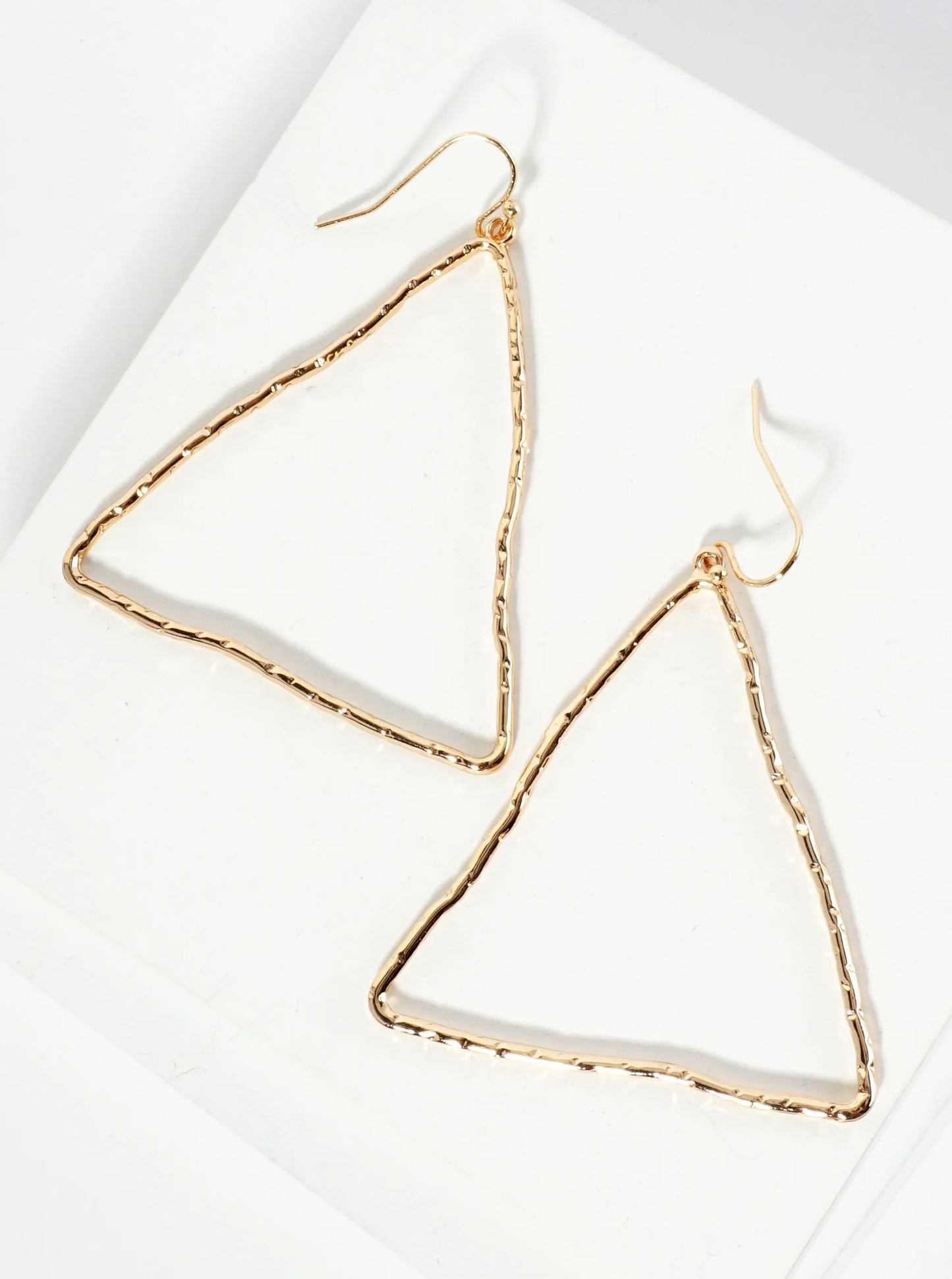 Textured Metal Geometric Triangle Drop Dangle Earrings