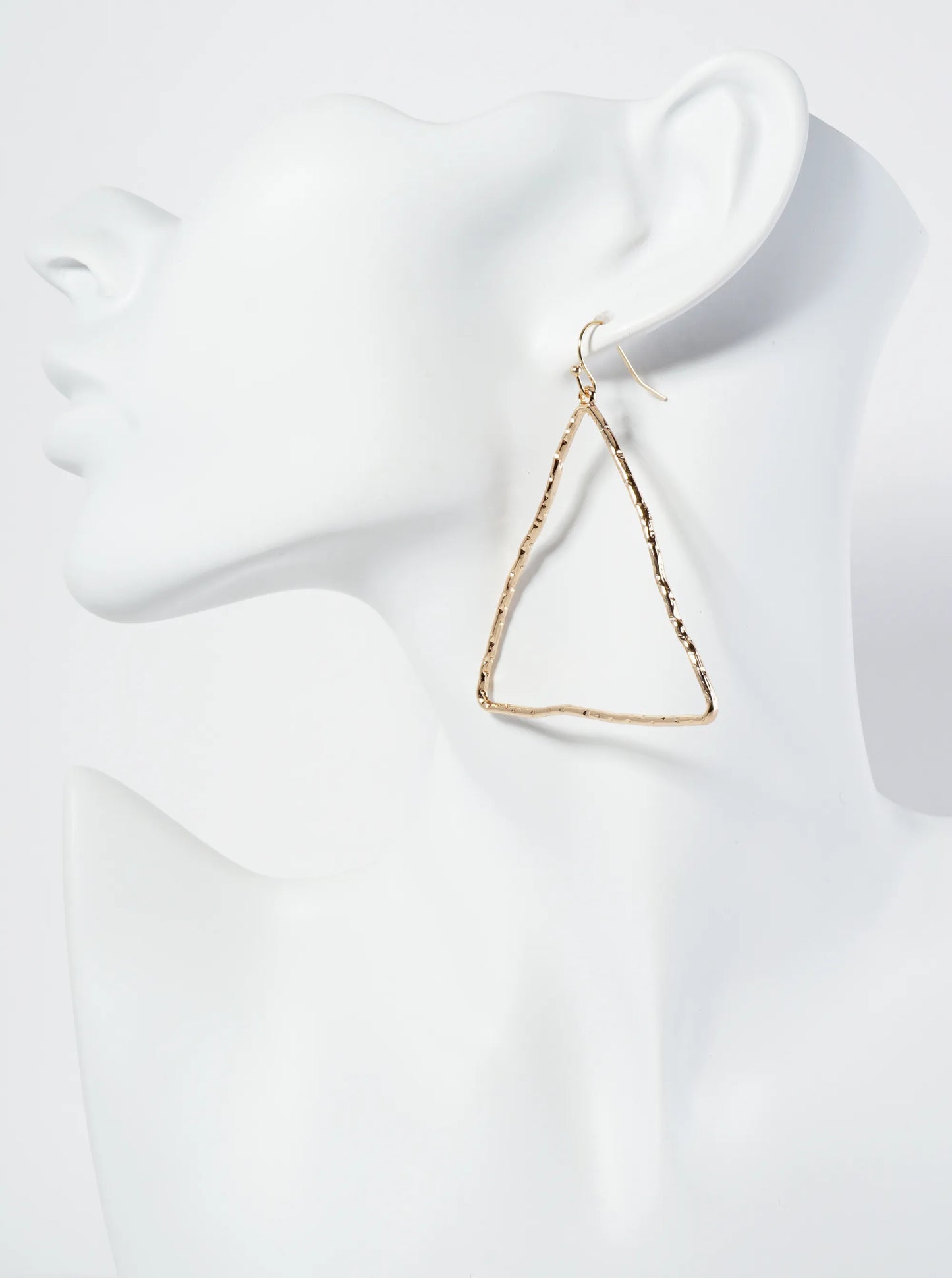 Textured Metal Geometric Triangle Drop Dangle Earrings