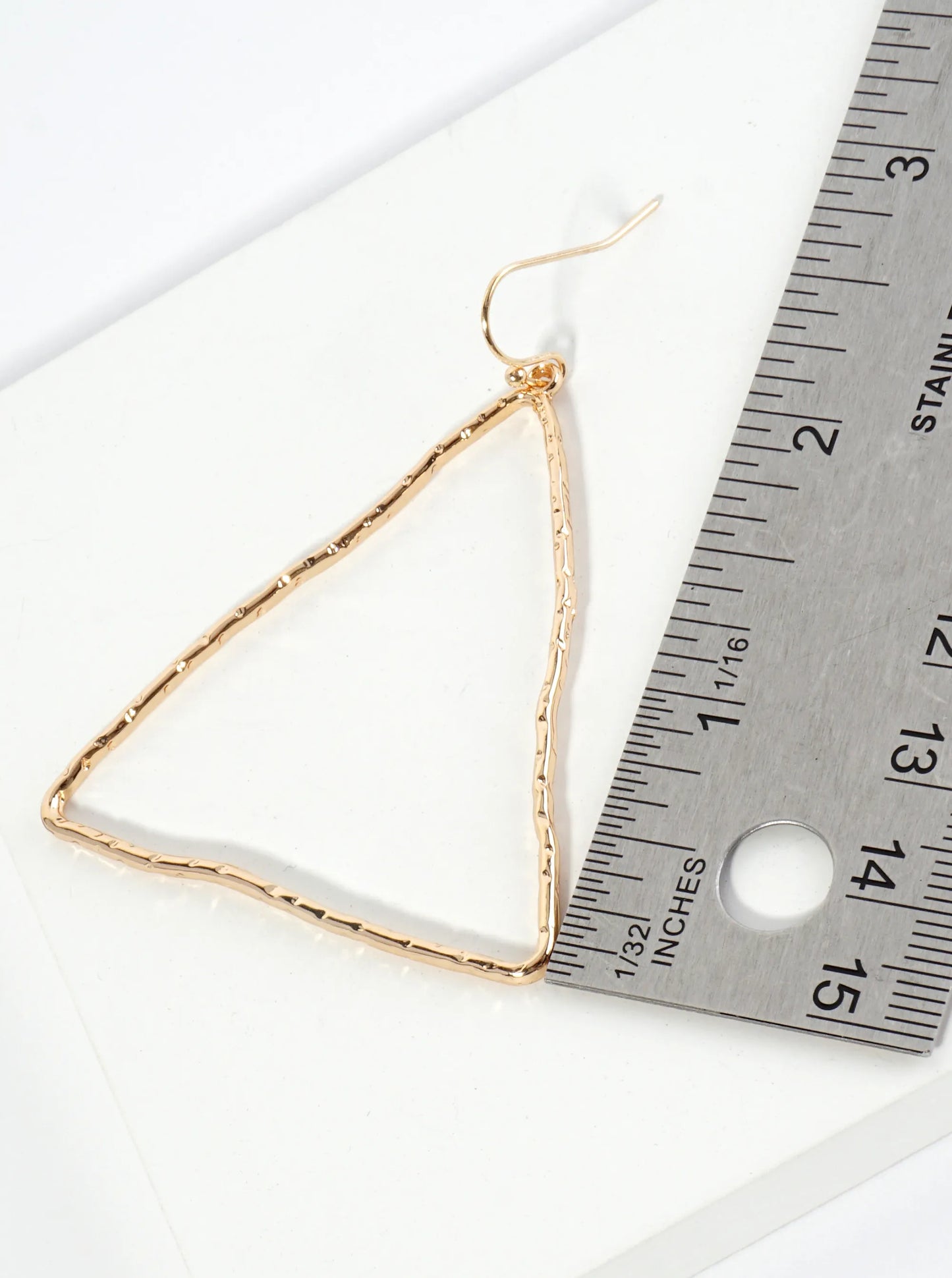 Textured Metal Geometric Triangle Drop Dangle Earrings