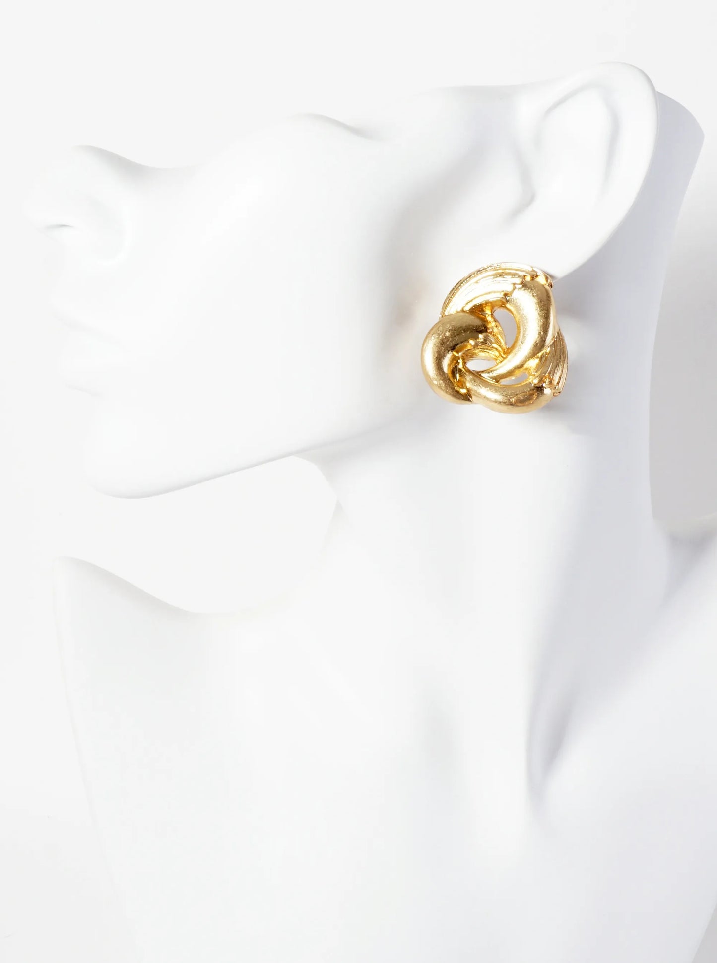 Textured Metal Knot Design Statement Earrings With-Titanium-Post