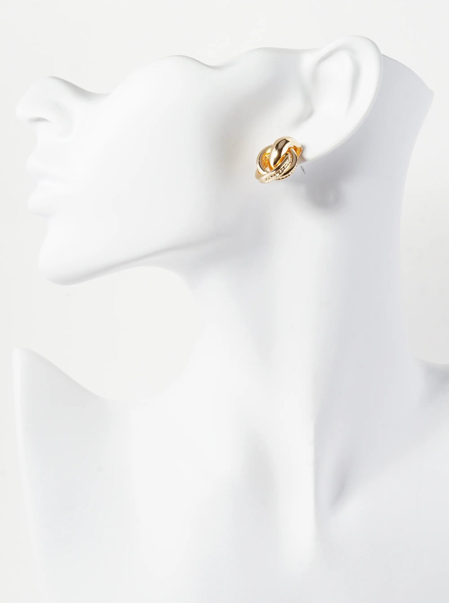 Textured Metal Knot Door Knocker Stud Earrings