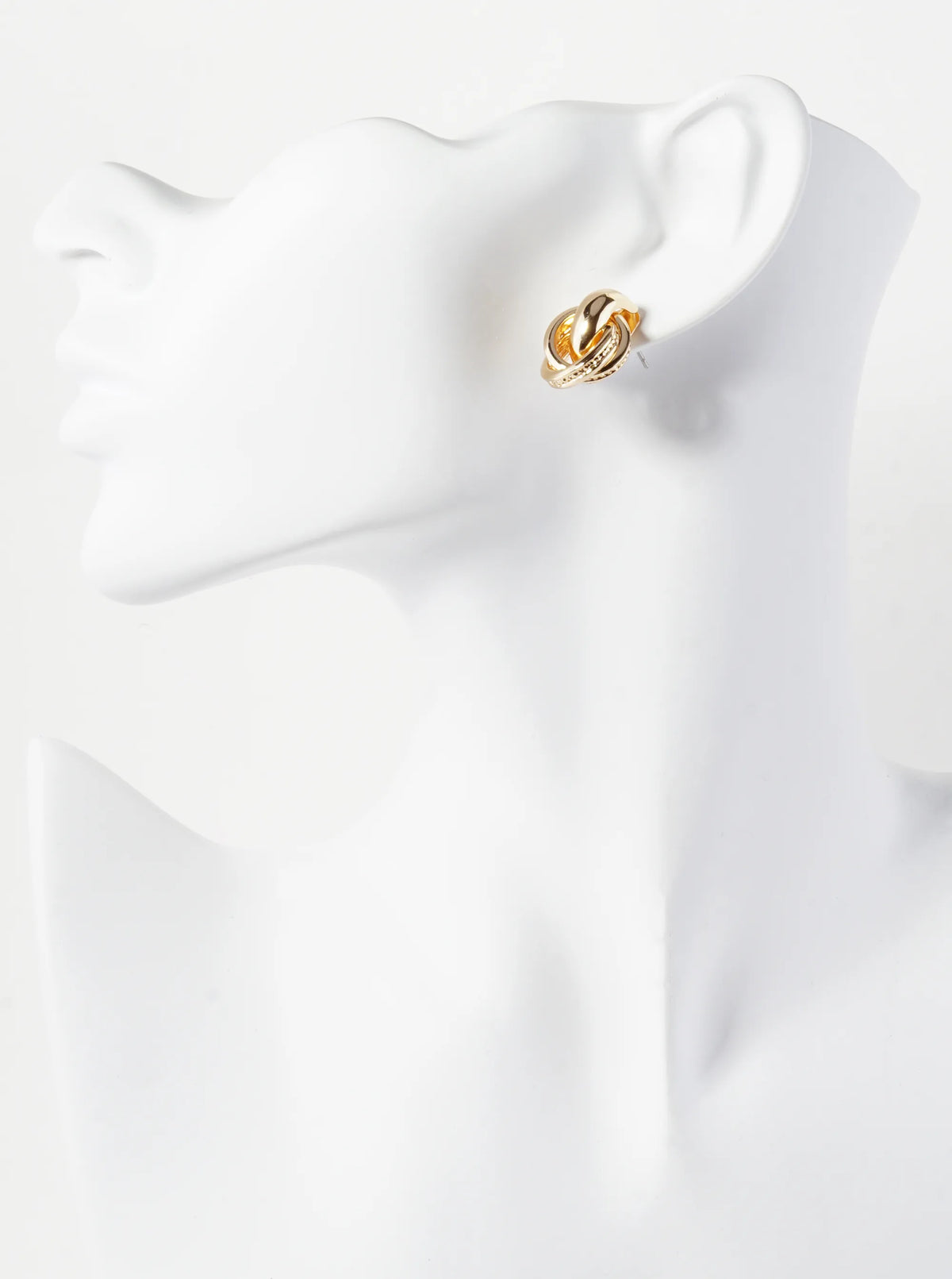 Textured Metal Knot Door Knocker Stud Earrings