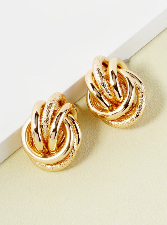 Textured Metal Knot Stud Earrings