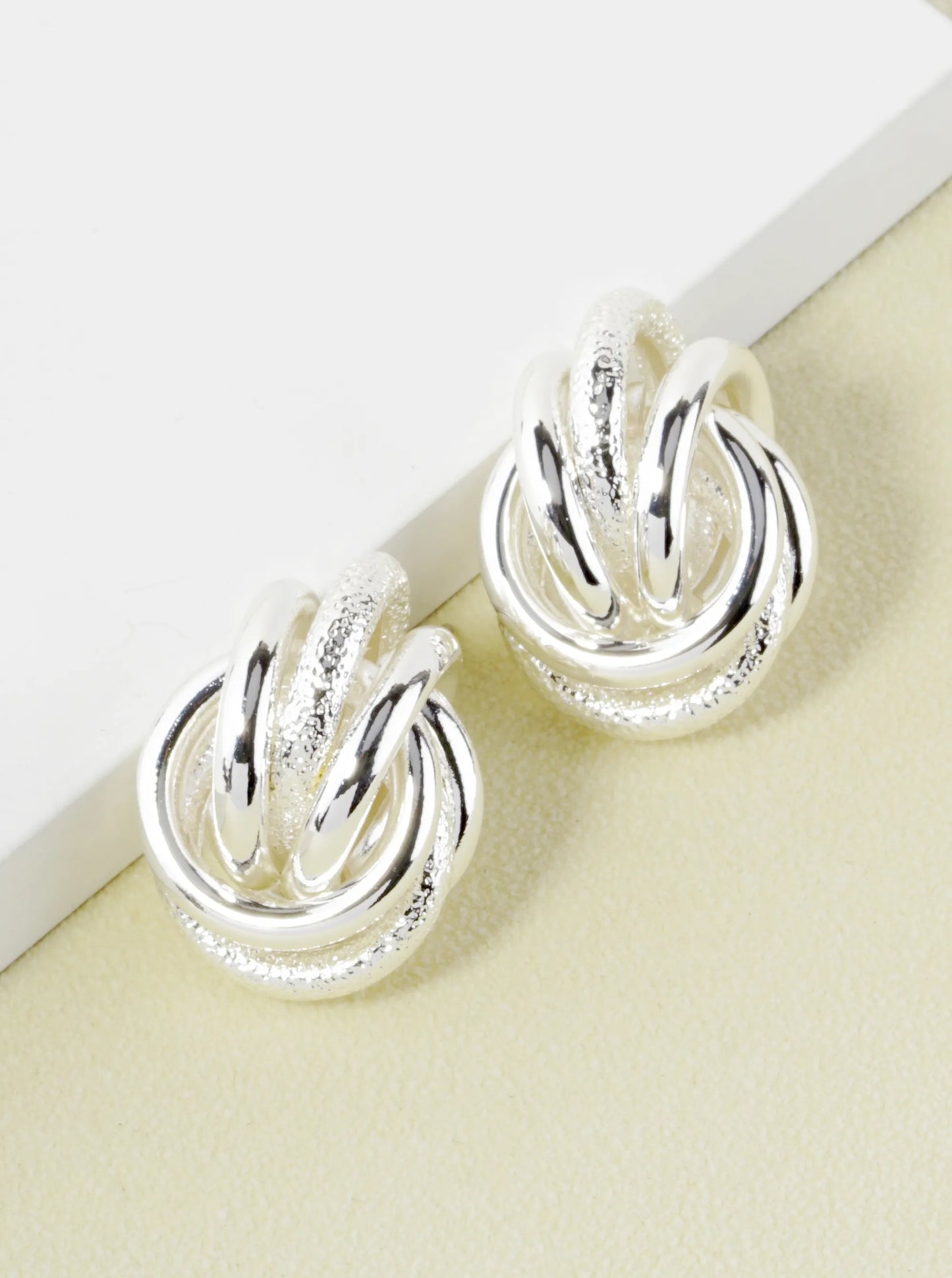 Textured Metal Knot Stud Earrings