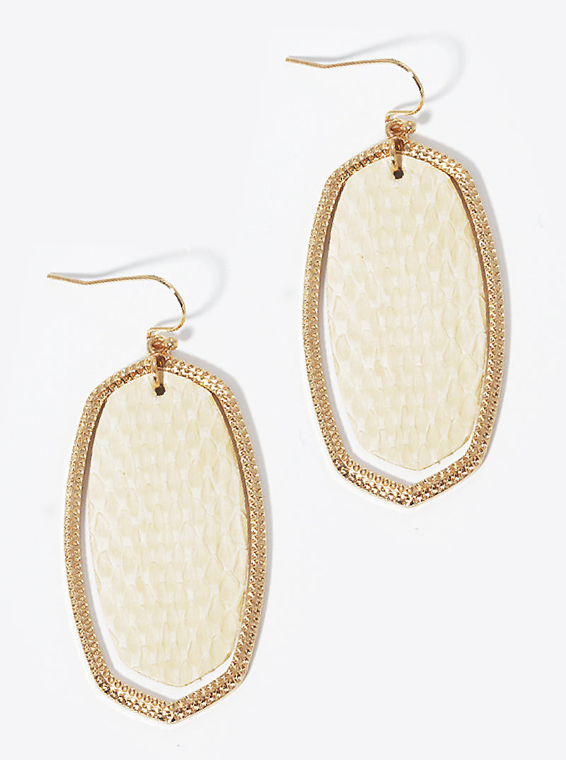 Textured Metal Leatherette Dangle Drop Earrings