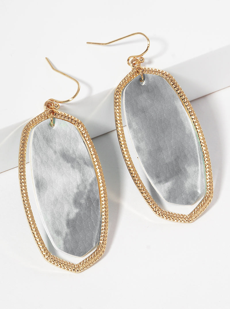 Textured Metal Leatherette Dangle Drop Earrings