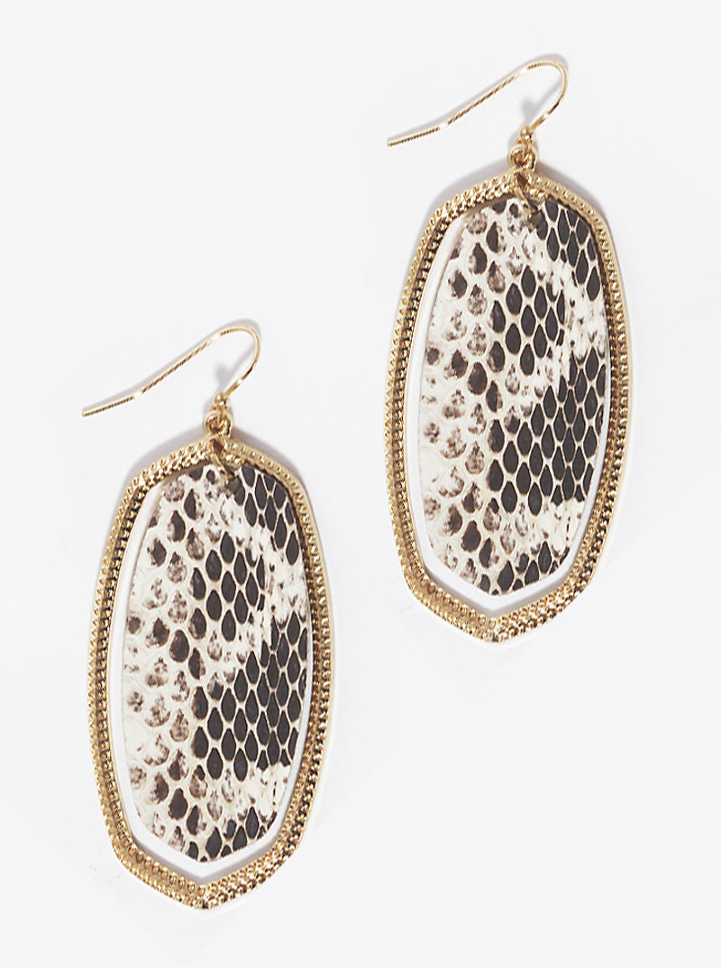 Textured Metal Leatherette Dangle Drop Earrings