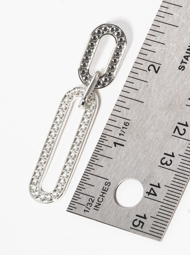 Textured Metal Link Chain Post Drop Earrings