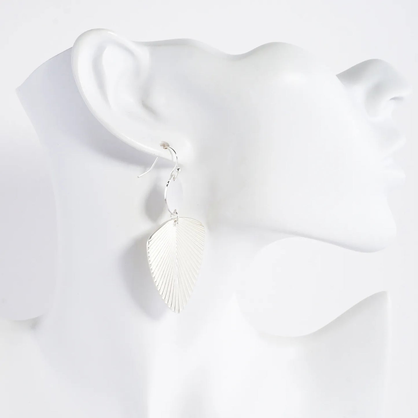 Textured Metal Marquise Leaf Drop Dangle Earrings