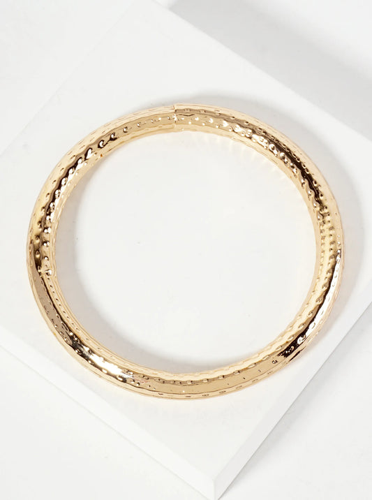 Textured Metal Polished Hollow 9mm Bangle Bracelet
