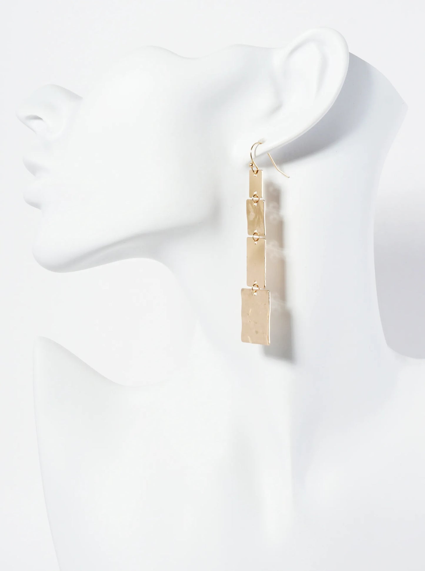 Textured Metal Rectangular Cascade Dangle Earrings