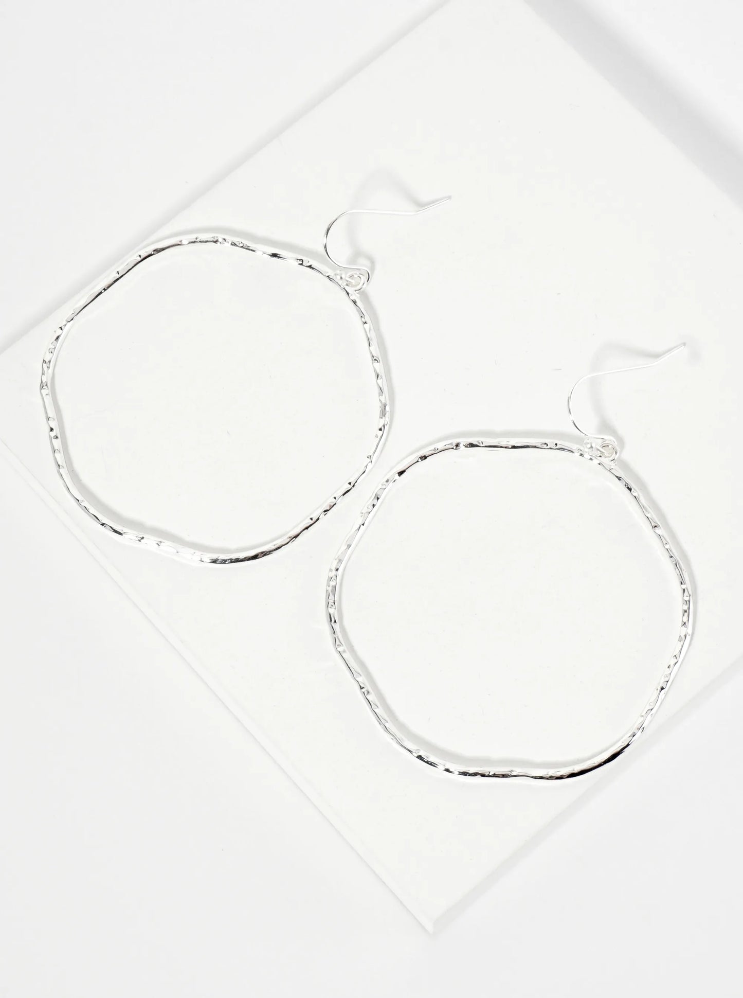 Textured Metal Rounded Hexagon Drop Dangle Earrings