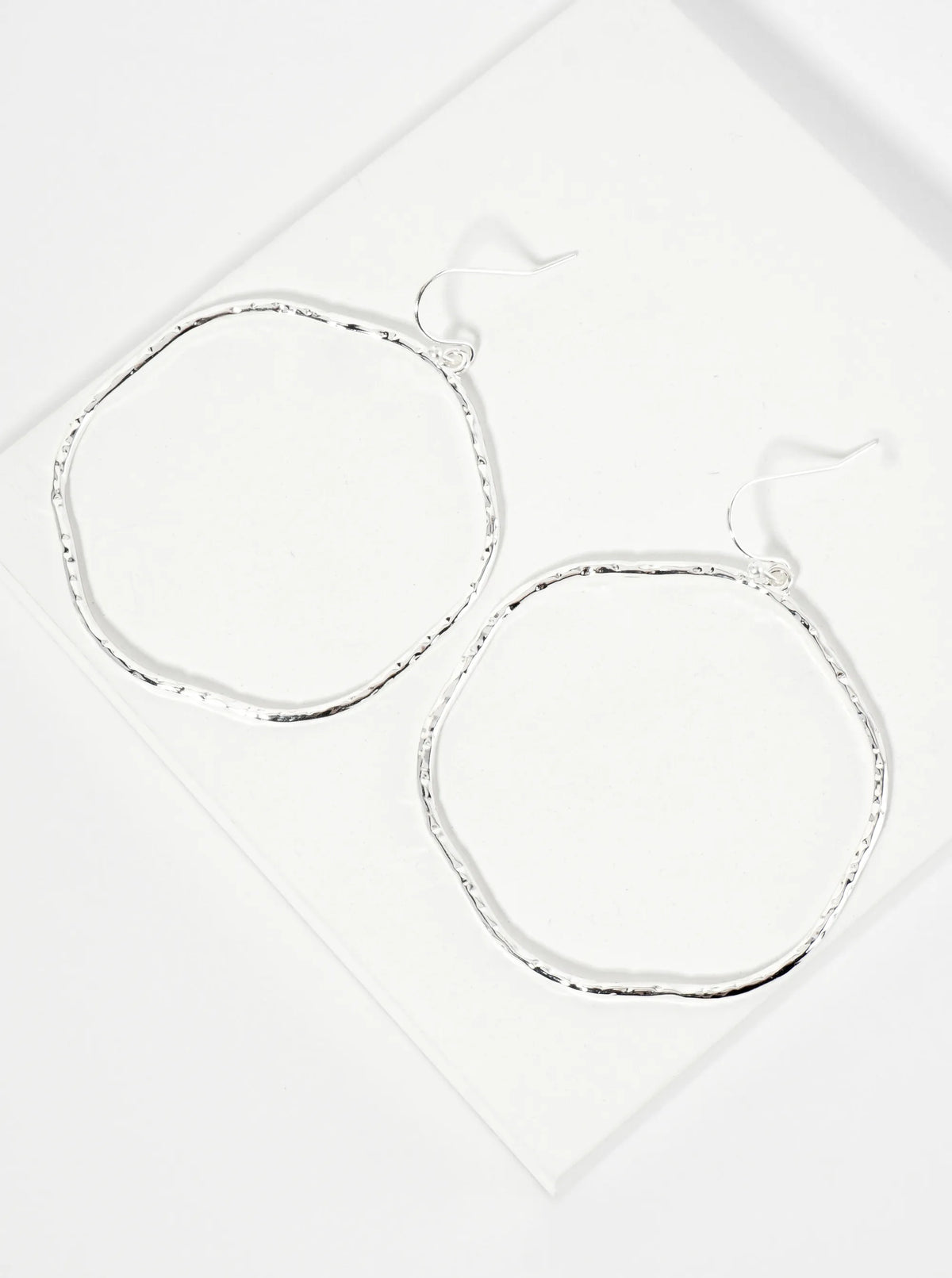 Textured Metal Rounded Hexagon Drop Dangle Earrings