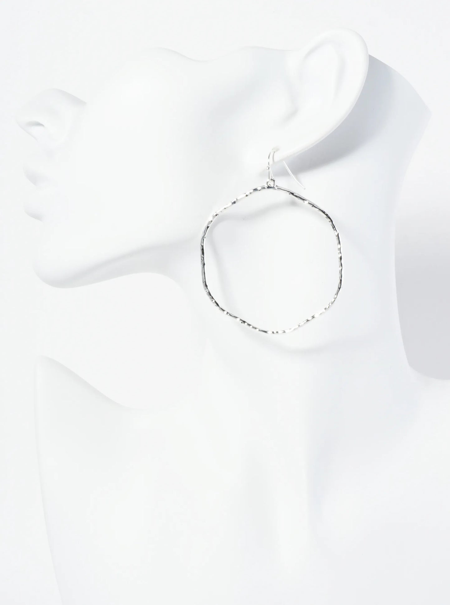 Textured Metal Rounded Hexagon Drop Dangle Earrings