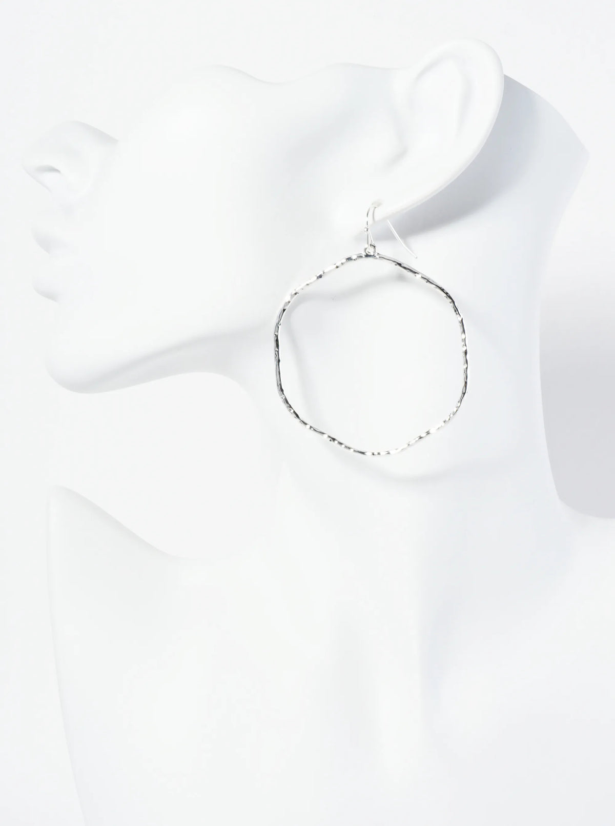 Textured Metal Rounded Hexagon Drop Dangle Earrings