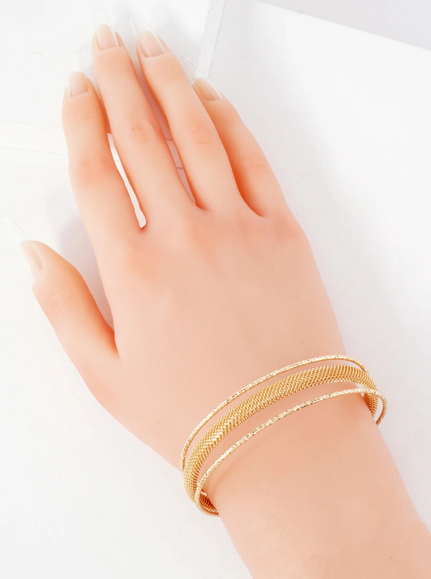 Textured Metal Stretch Open Cuff Bracelet