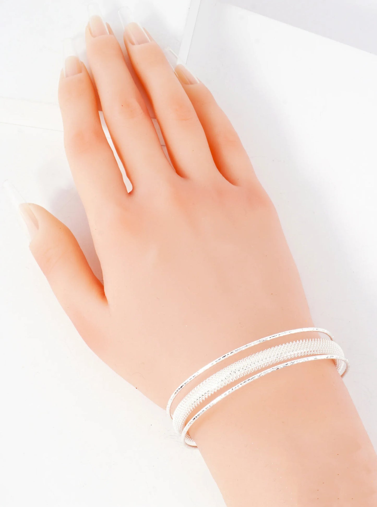 Textured Metal Stretch Open Cuff Bracelet