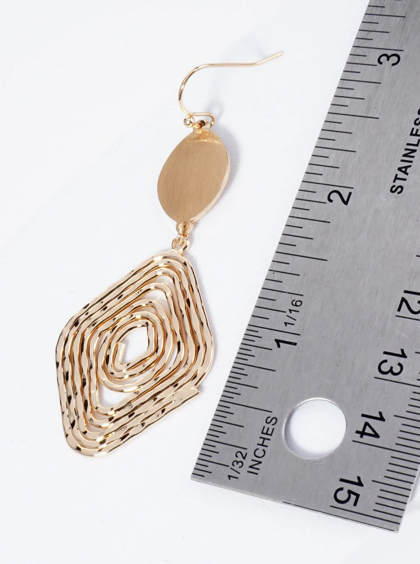 Textured Metal Swirl Rhombus Drop Dangle Earrings