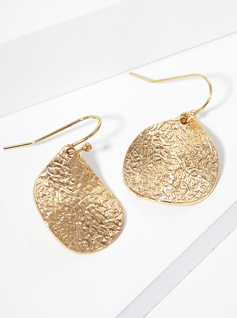 Textured Metal Teardrop Dangle Drop Earrings