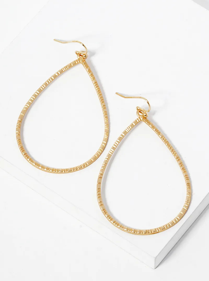 Textured Metal Teardrop Dangle Earrings