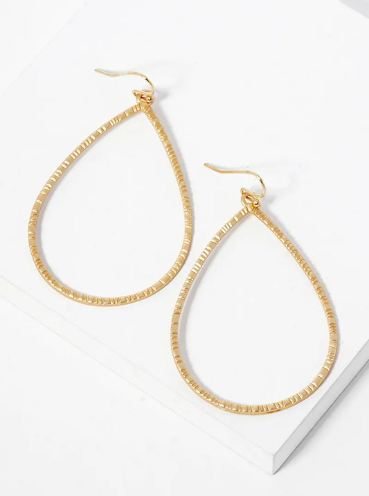 Textured Metal Teardrop Dangle Earrings